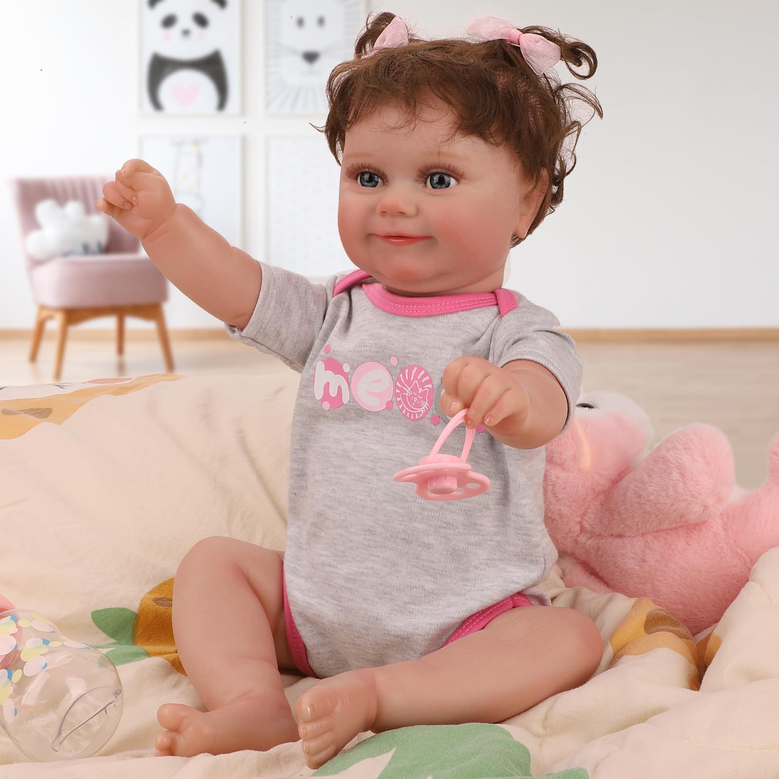 Muñeca de imitación muñeca M pesada suministro de bebés transfronterizos ad50cm comercio electrónico lindos bebés rosa