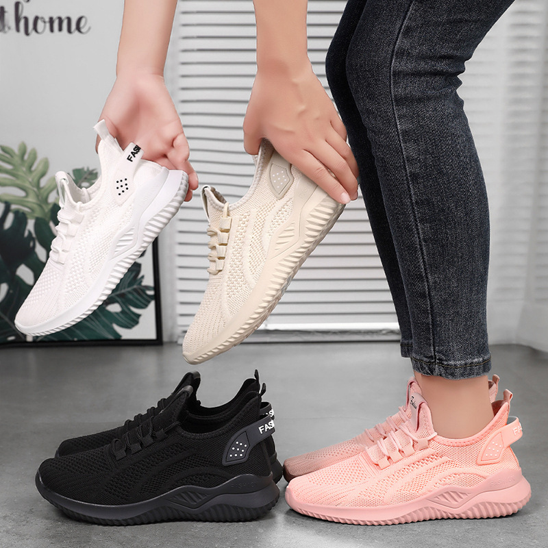 Zapatos de mujer zapatos casuales, zapatos de mujer con suela suave, zapatos deportivos ligeros, zapatos blancos de malla, zapatos al aire libre