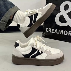 Thick-soled women's white shoes with height increase, 2025 new spring and autumn shoes, trendy and versatile, minority sporty sneaker