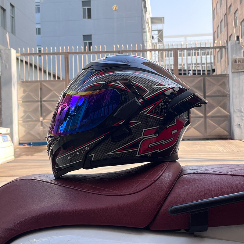 Cuatro estaciones coche eléctrico casco de seguridad cola grande superficie expuesta Jiekai 3C certificado casco de la motocicleta casco completo de la motocicleta de los hombres personalidad