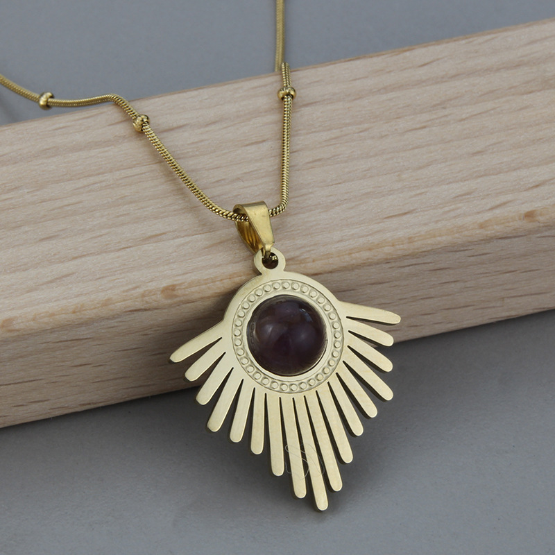 Simple Style Geometric Titanium Steel Earrings Necklace Artificial Gemstones Stainless Steel Necklac