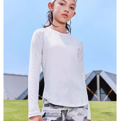 秋冬歐美外貿跨境大中小女孩兒童T恤運動長袖速干瑜伽服圓領上衣