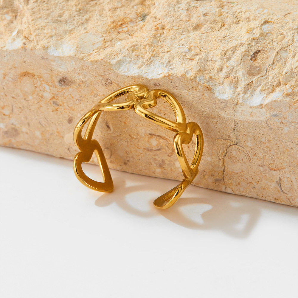 PVD Coated Gold Plating Process Real Gold Plated Plating Material No Inlaid Inlay Material Open Ring Classification 16K Gold, White Gold Plated, Gold Plating Plating Color PVD Coated Real Gold Plated 16K Gold White Gold Plated Gold Plating Heart Shape 304 Stainless Steel Waterproof Non Tarnish Open Ring