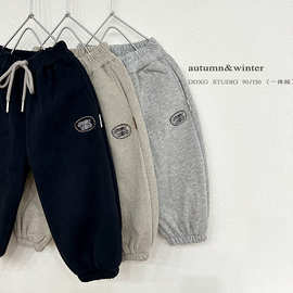 女童运动裤秋冬季2025新款女宝宝冬季加绒卫裤男童洋气儿童束脚裤