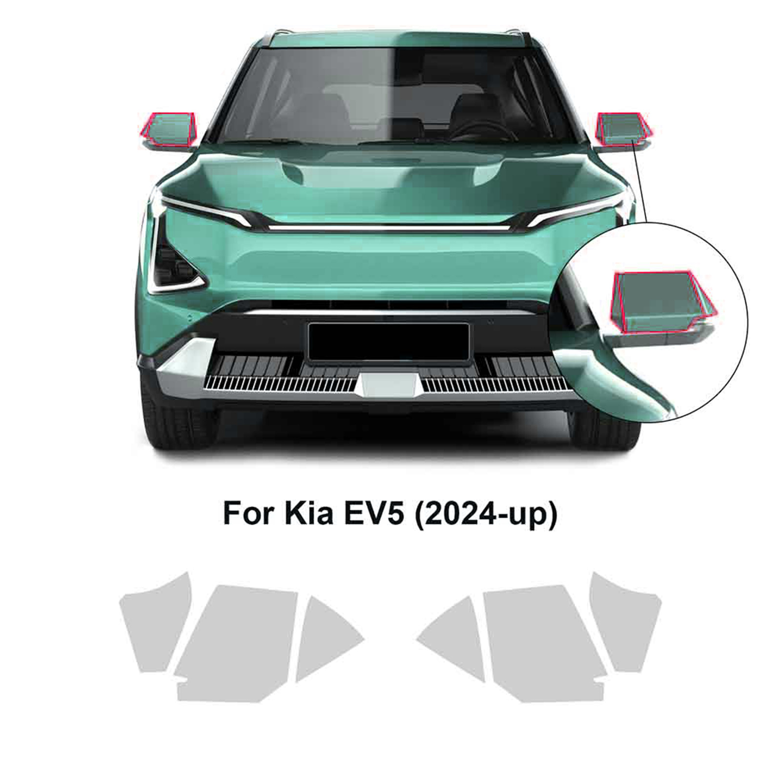 EV5 TPU Headlight: Kia Car paint protective film - kia-ev5-tpu-rearview-mirror-protection-film-tpu75mil
