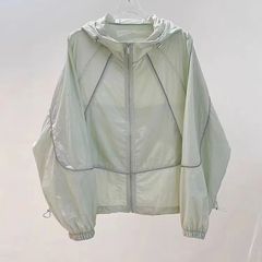 女性用日焼け止め服、薄手カーディガン日焼け止めジャケット、2025年新作夏用フード付き日焼け止め服、小柄な人向け、紫外線防止