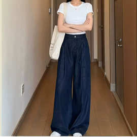 跨境女宽直筒阔腿牛仔裤Women's Straight Wide‑Leg Jeans现货