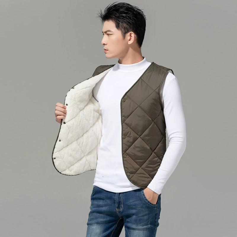 Demi-season warm vest with down, down jacket, plus size, for middle age