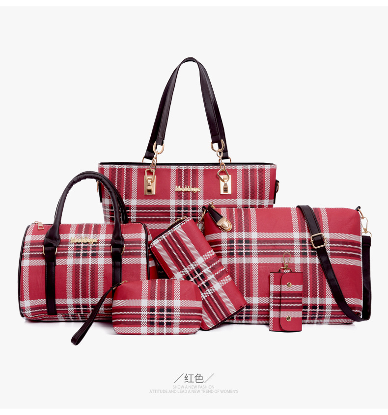 Wholesale of 2024 new styles of European and American retro six-piece single-shoulder bags and hand-carry crossbody bags for foreign trade women's fashion mother-and-child bags undefined
