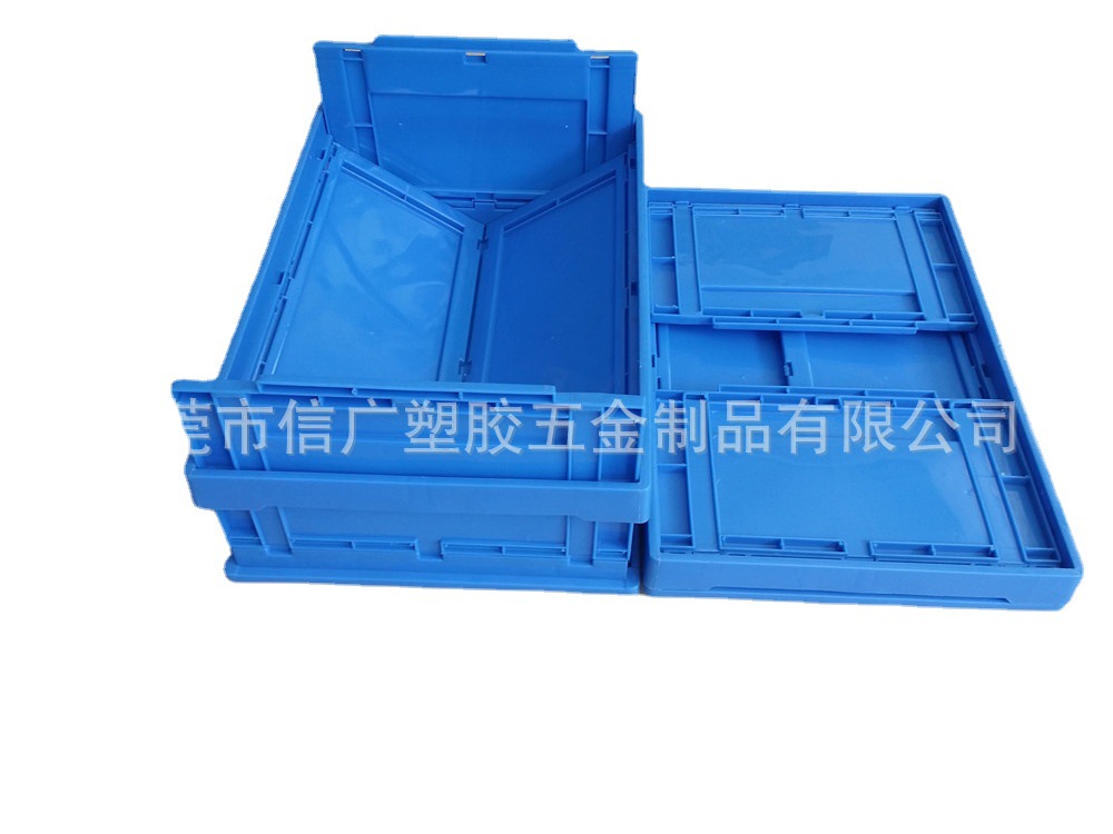 供应五金零件中转物流折叠箱 可节省空间回收周转胶箱 配盖防尘箱