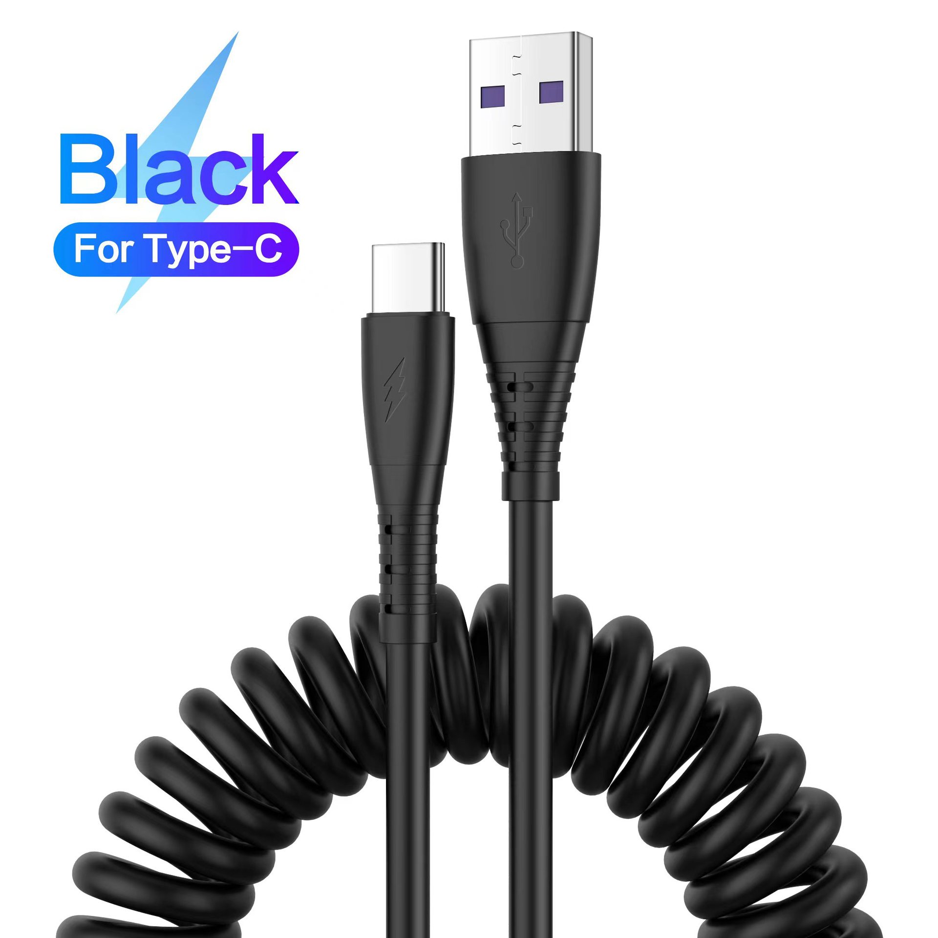 Nuovi dati elastici primaverili adatti per cavo di ricarica USB per auto mobile di tipo Apple Android_voghion.com