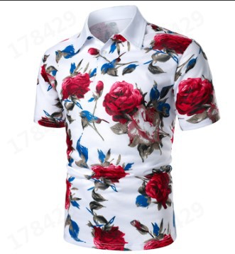 [Punto de aguja] 3D impreso camisa de polo nuevo casual de solapa de manga corta de los hombres camisa transfronteriza estación independiente