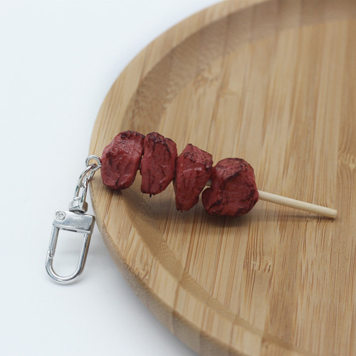 Simulated food mutton skewers bag decoration small gifts keychain ring hanging accessories Zibo barbecue model