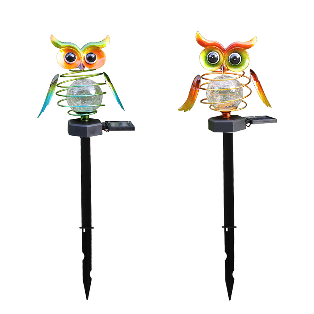 Elementos de Venta caliente transfronteriza hierro solar primavera búho césped lámpara al aire libre patio jardín decorativo animal lámpara