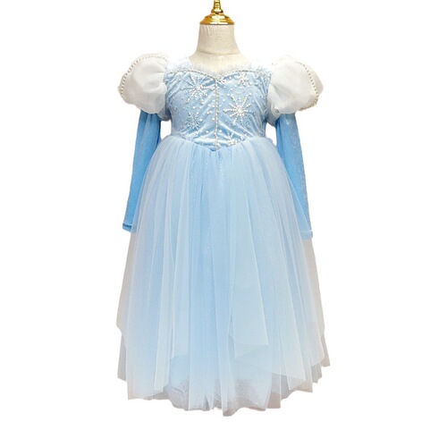 Spring and Autumn New Girl Dress Glittering Bodice Elsa Princess Dress Christmas Little Girl Dress Performance Skirt