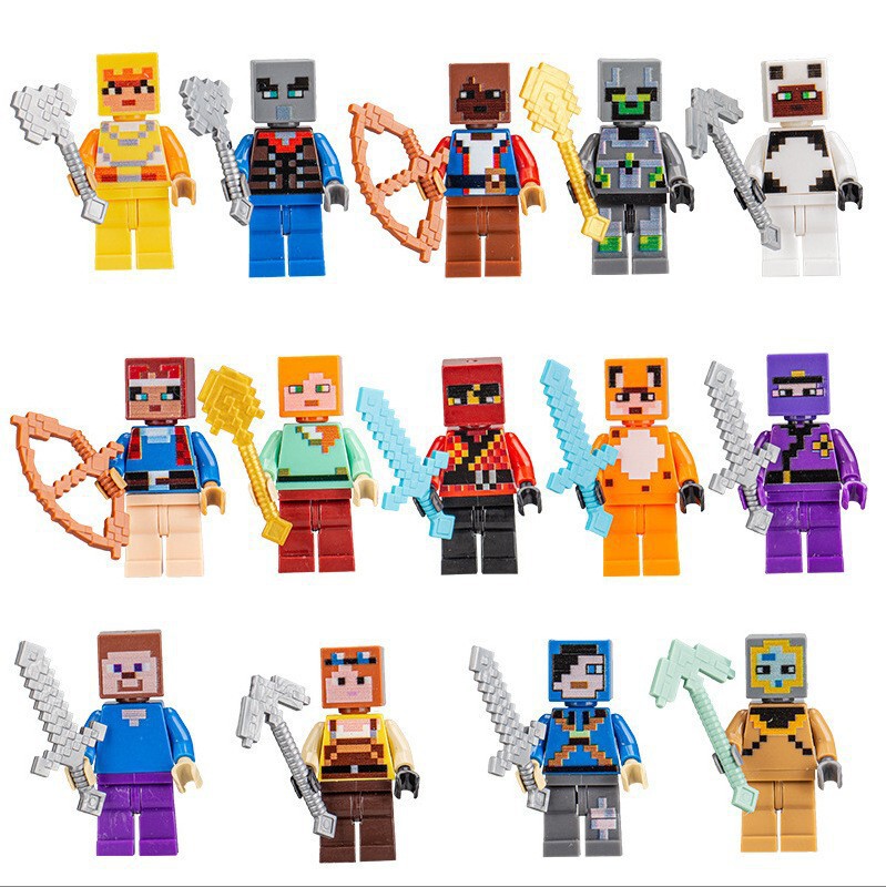 Compatible with Lego My Home World Minifigures, Small Particle Building Blocks, Educational Assembly Figures, Children's Toys for Boys and Girls