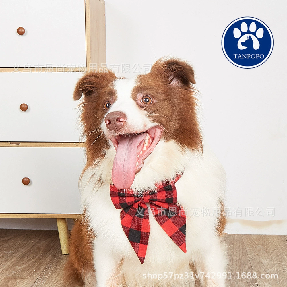 Оптовая продажа от производителя: рождественский клетчатый бандано-ошейник для собак, аксессуары для питомцев