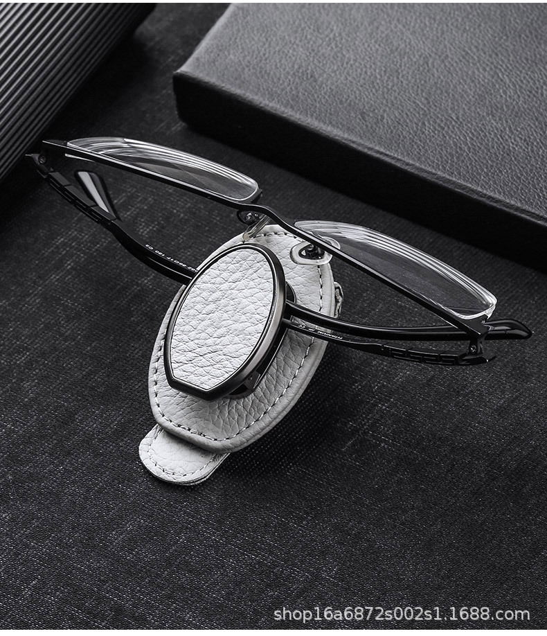 Cross-Border Car Sun Visor Storage Box, Multi-Functional Car Glasses Holder, Car Sunglasses Clip, Car Glasses Frame, Leather