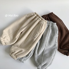 麦宝男童加绒裤子2025冬季新款中小童加厚束脚运动裤男孩长裤代发