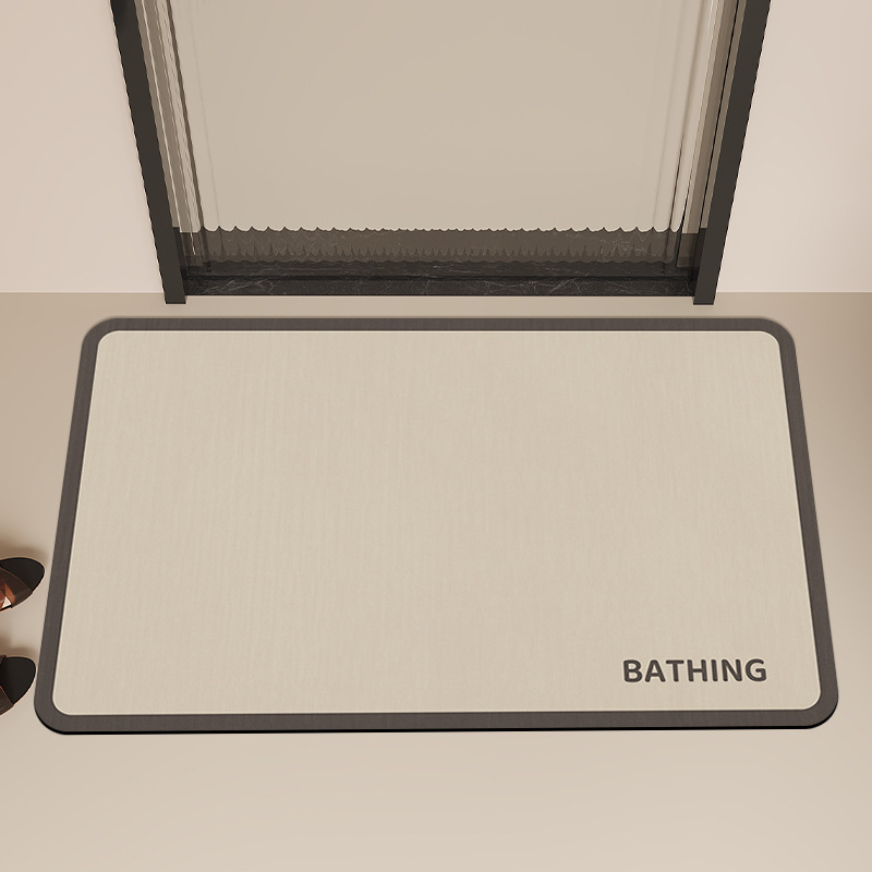 シンプルな珪藻泥フロアマット浴室滑り止めフロアマット吸水速乾フットマット家庭用浴室トイレドアマット|undefined