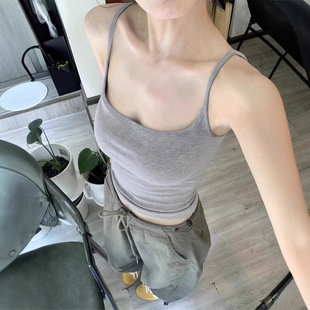 Gray Camisole Women's Padded 2025 New Summer Inner Layering Beautiful Back Bra All-In-One Outer Top