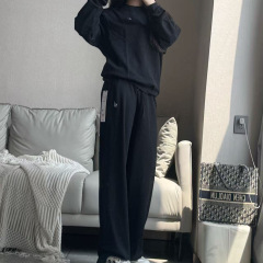 源头工厂现货ALO春秋宽松显瘦抽绳阔腿松紧高腰简约百搭长裤
