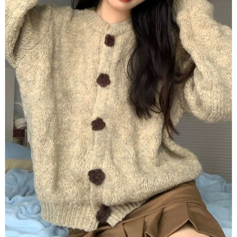 24 invierno Puyuan perezoso suéter vintage mujer engrosado cardigan chaqueta de punto blando camisa glutinosa otra image 7