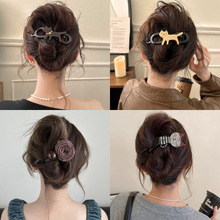 卡通百搭半扎发发卡女高端盘发一字夹网红发夹大号简约扭扭夹发饰