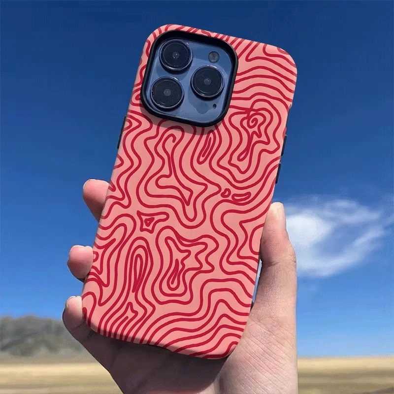 Minimalist Art Red Terrain Map Pattern Magnetic Magnetic Glossy Phone Case for Apple 15/16E Anti-Drop Cover Minimalist Art Red Terrain Map Pattern Magnetic Magnetic Glossy Phone Case for Apple 15/16E Anti-Drop Cover