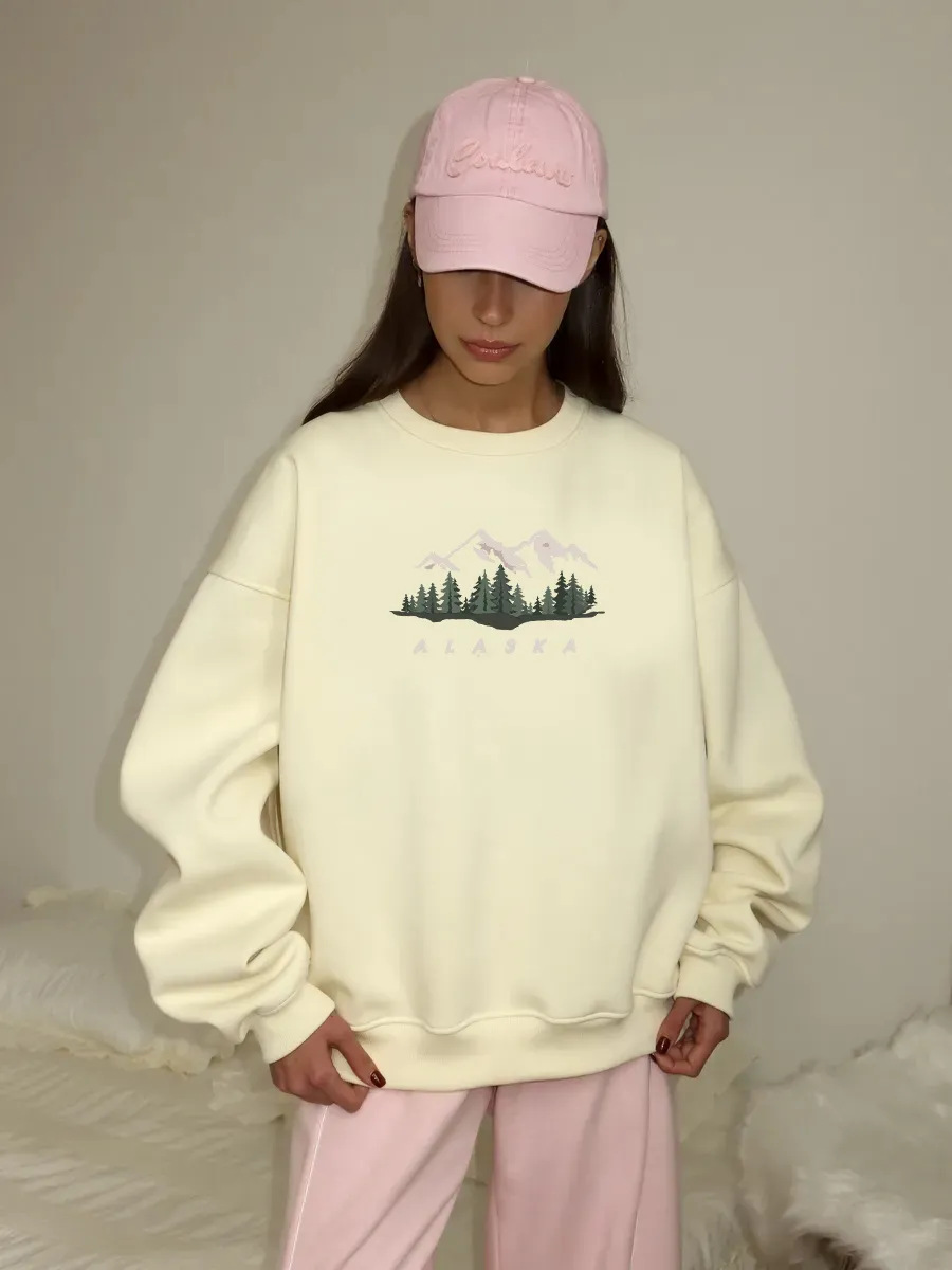 Autumn and Winter Fashion Elegant Casual Loose Versatile Round Neck Sweatshirt Oversize Slim European and American Top Trendy