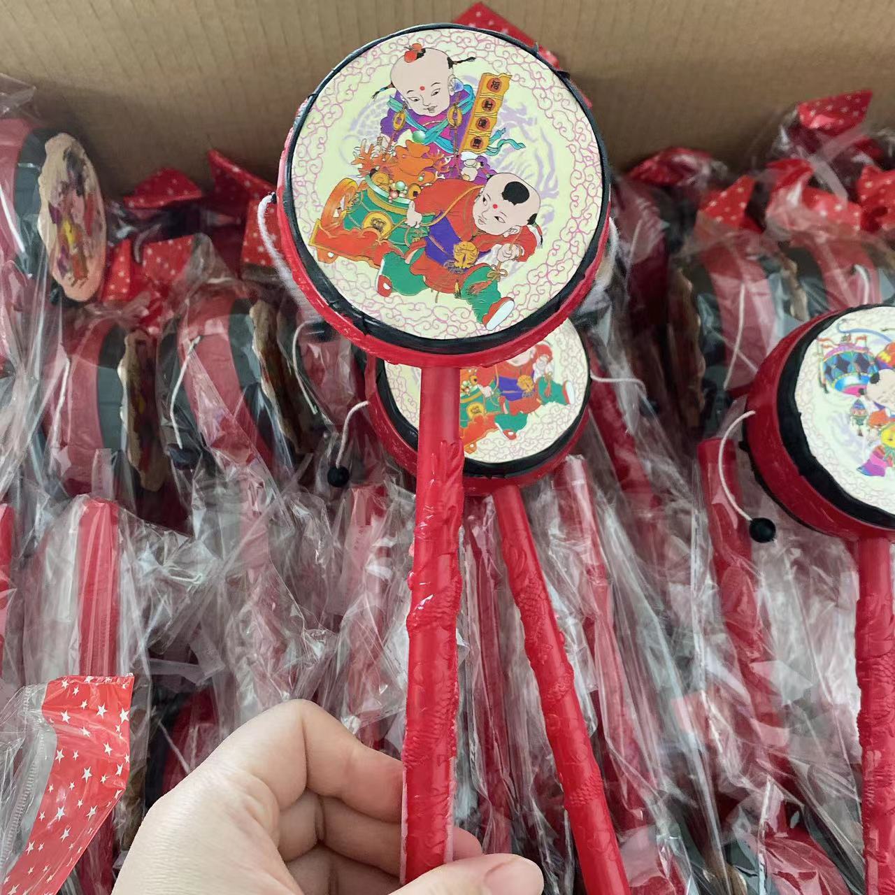 Juguete infantil seguro año auspicioso sonajero pequeño sonajero tambor de mano estilo chino clásico tradicional