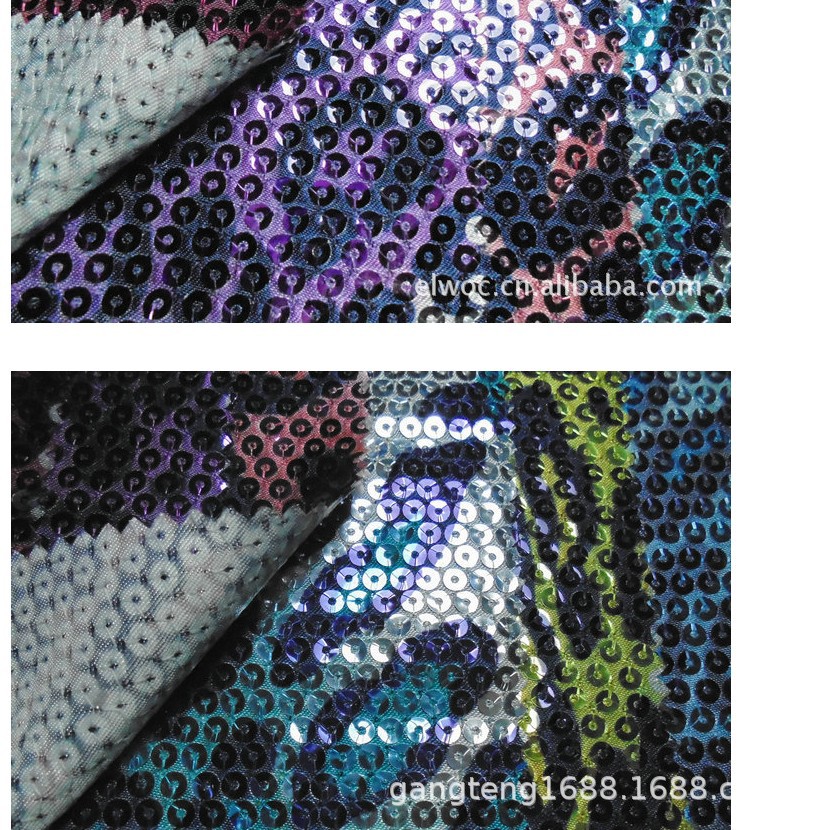 珠片豹纹 印花晶片布料 亮片车绣衣服面料 豹形反光手袋鞋帽2074