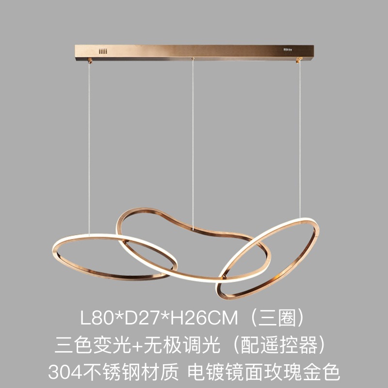 Candelabro de restaurante, barra de bar creativa de lujo ligero, sala de estar personalizada, estilo nórdico minimalista, círculo de acero inoxidable, arte, lámpara de forma especial