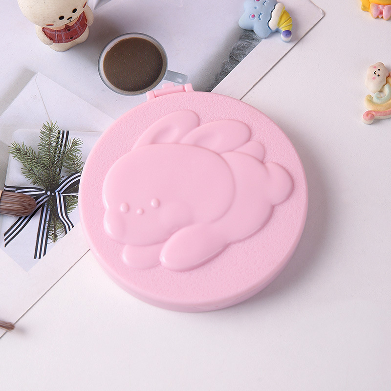 Espejo de maquillaje de dibujos animados plegable peine portátil con espejo pequeño espejo redondo creativo espejo de maquillaje estudiantes lindos espejos de plástico