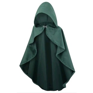 Unisex Medieval Retro Halloween Cloak Metal Diamond Buckle Anime Cosplay Stage Performance Cloak