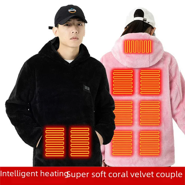 Factory Direct Sales New smart heating clothes usb heating sweater men's and women's same casual Coral fleece thermal sweater
