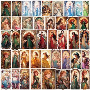 50 Cartoon Princess Card Graffiti Stickers Personalized Decorative Guitar Laptop Luggage DIY Waterproof Stickers
