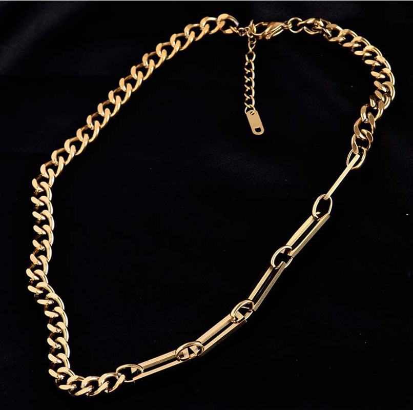 fashion simple polished semicircular grinding titanium steel necklace