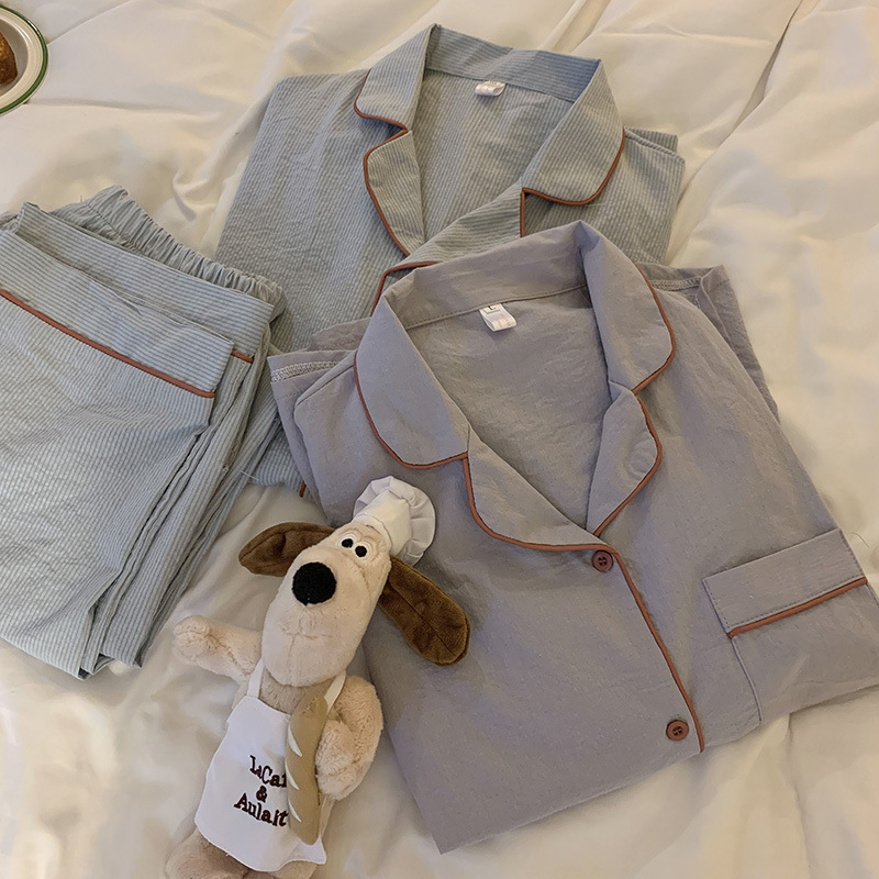 Product details picture_actual shot#new product#men's comfortable and loose striped early autumn pajamas and home clothes set