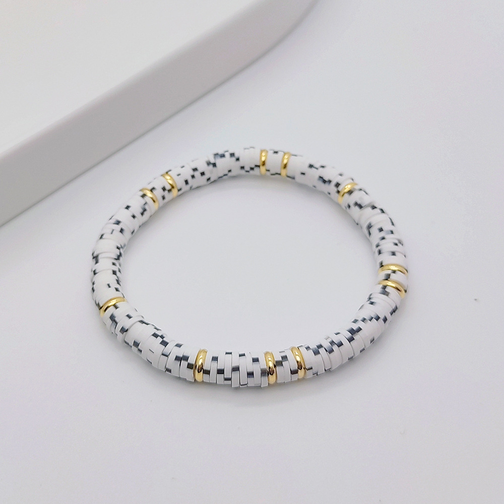 Round, Solid Color Pattern Ig Style Round Solid Color 18k Gold Plated Soft Clay Copper Wholesale Bracelets