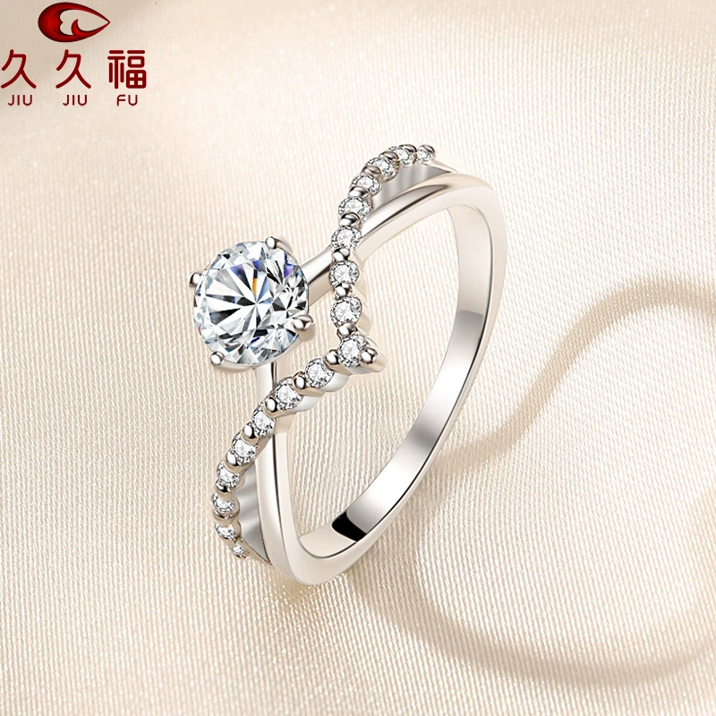 Fashionable ring with stone, wedding ring, silver 925 sample, Korean style