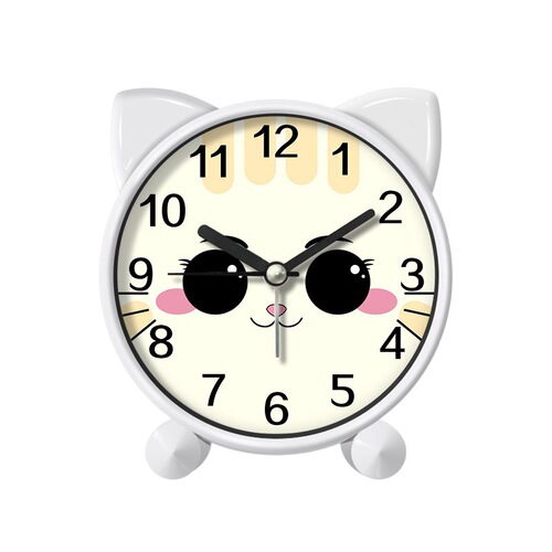 Cartoon kitten alarm clock student-specific bedroom children's room desktop clock mute cute creative children's small alarm clock