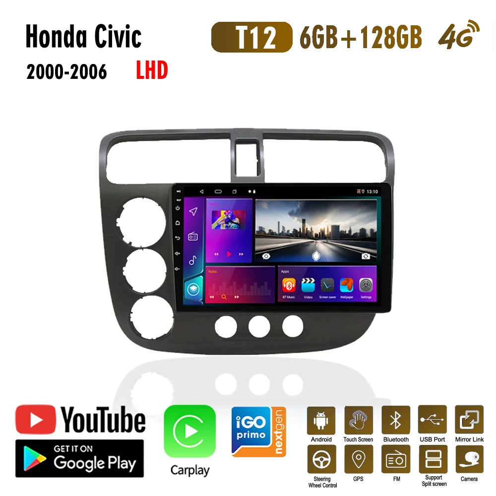 Подходит для Honda Civic 2000-2006 — автомобильный GPS-плеер с Android, Bluetooth, камерой заднего вида