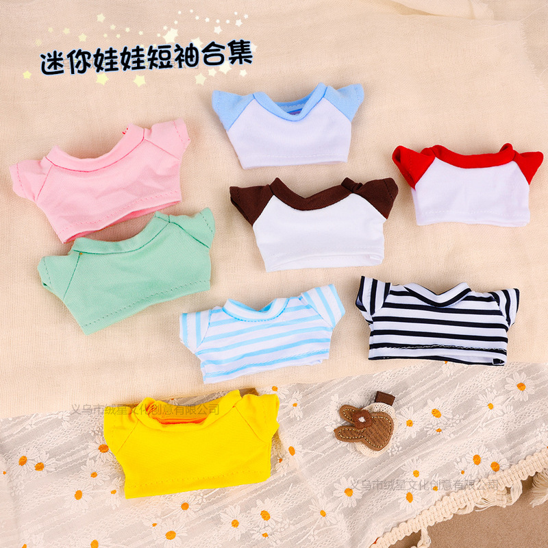 New Striped Baby Clothes Short-Sleeved 10Cm-15Cm Leader Dog West Highland Labubu Doll T-Shirt Outfit