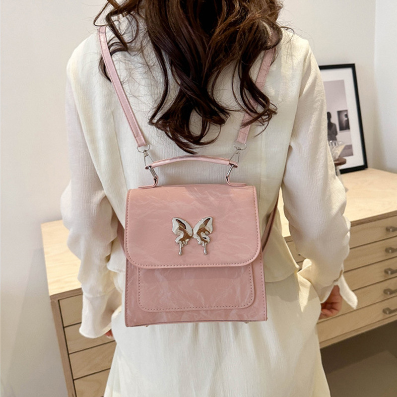 Design solid color backpack for leisure, one-shoulder bag, shoulder bag, trend of season, western style, city style