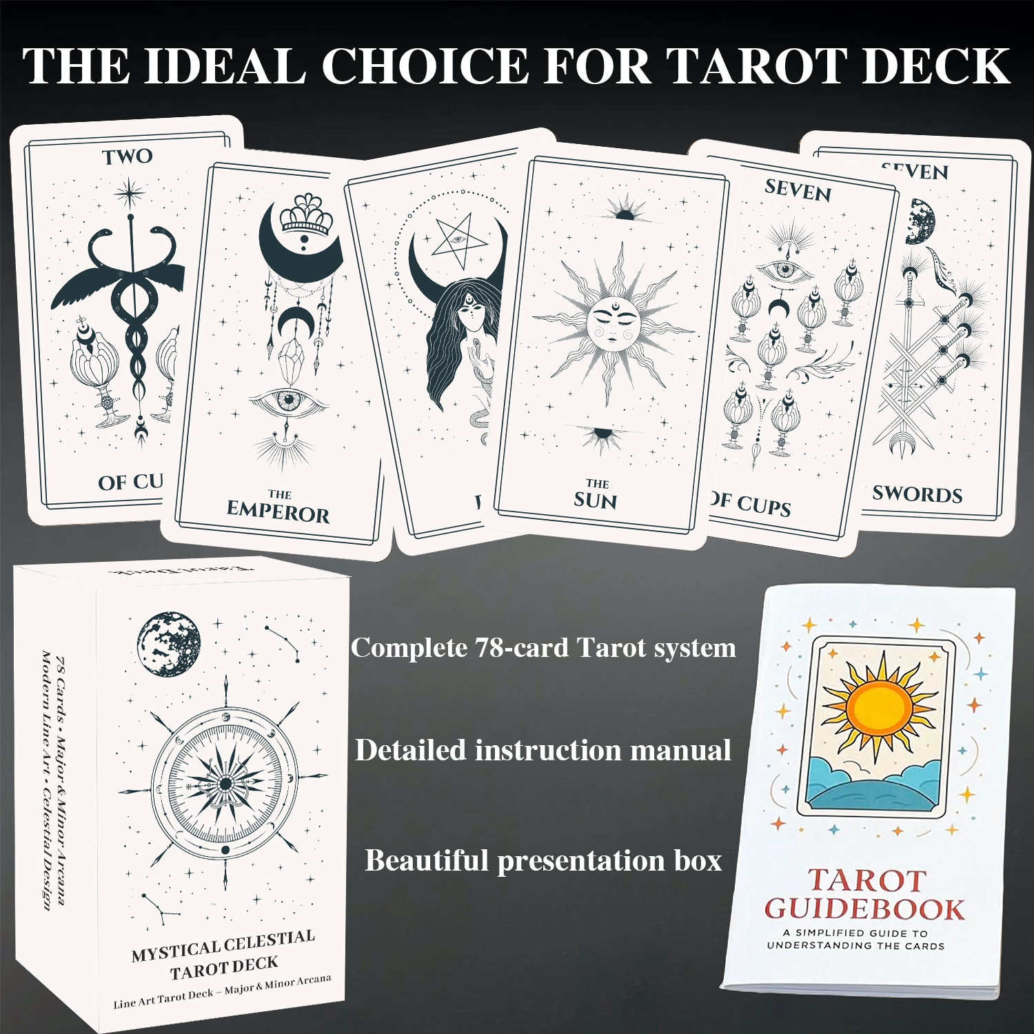 Cross-border Creative Tarot Board Game Cards, Simple Lines, New English Version Tarot_voghion.com