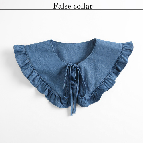 Korea Dongmen autumn new fashion temperament doll collar fake collar ruffled lace shawl denim fake collar