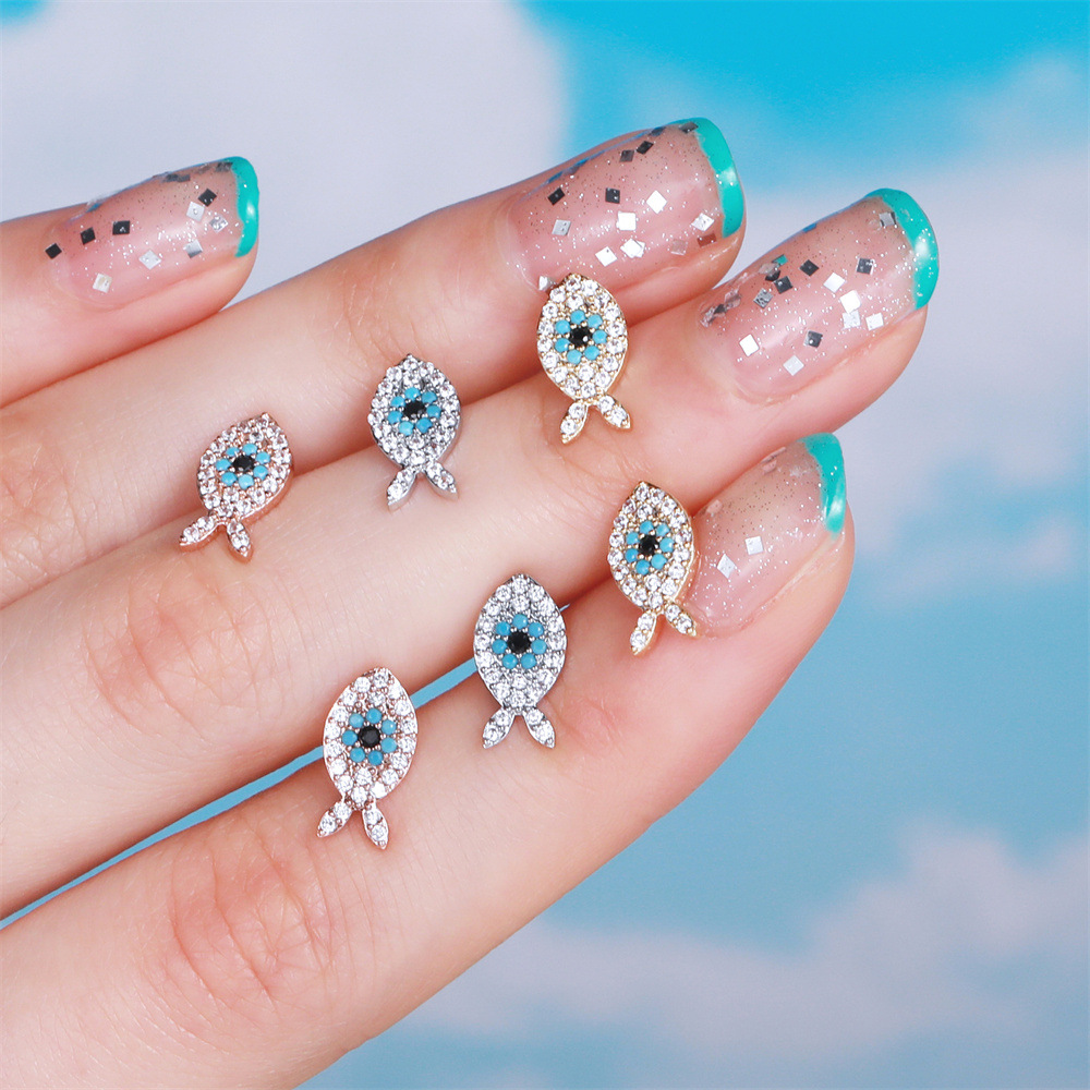 Fashion Geometric Brass Inlay Zircon Ear Studs 1 Piece