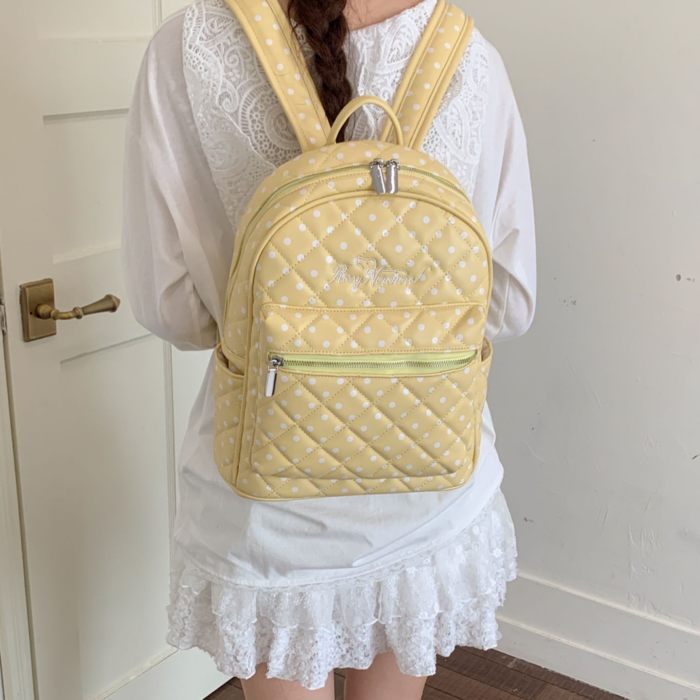 Mochila de estilo de viaje 2026 ocio de mujer coreana de gran capacidad de verano bolsas de estudiantes nuevos puntos de onda