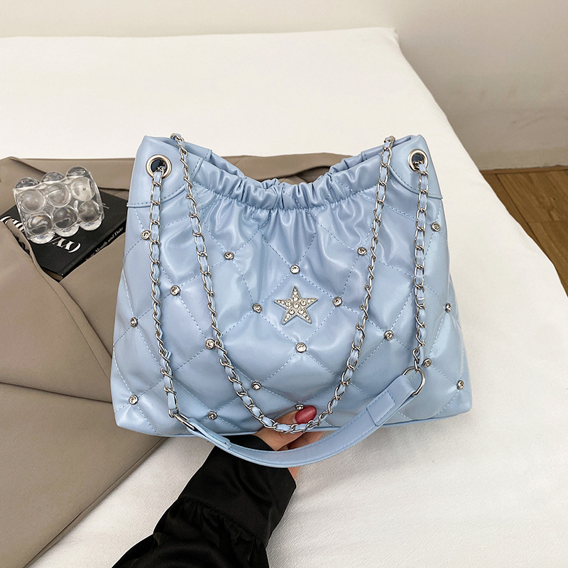 Bolso de hombro Tote de diamantes brillantes de moda para mujer 2025 nuevo bolso de axila de cadena de diamantes de gran capacidad bolso de mensajero casual